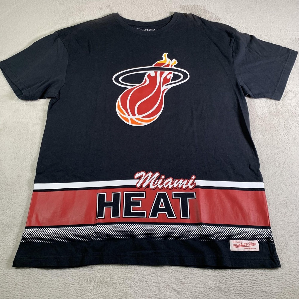 Miami Heat Shirt Mens 2XL Black‎ NBA Basketball Mitchell & Ness Graphic Tee